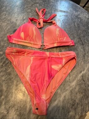 Women’s South Beach Pink Tie-Dye Halter Bikini Set